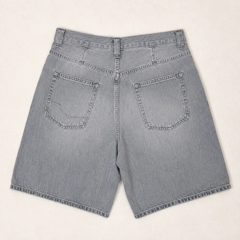 We The Free Montana Grey Wide Leg Button Fly Denim Bermuda Jorts Size 31